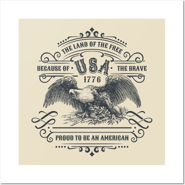 America 1776 Land Of The Free Wall Art by Designkix